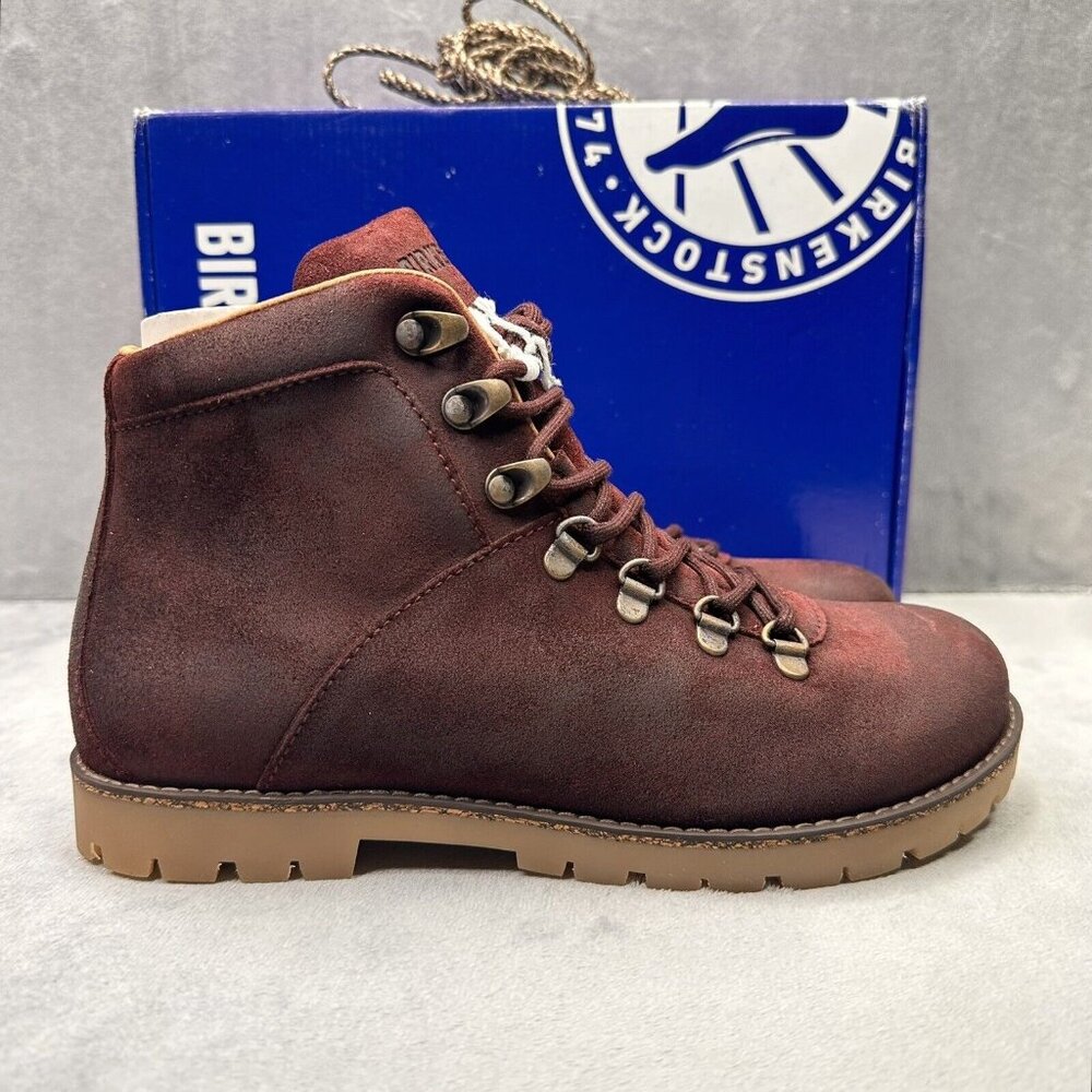 Birkenstock Jackson Womens Size 8 Boots Burgundy Nubuck Leather Laced Hiker NEW